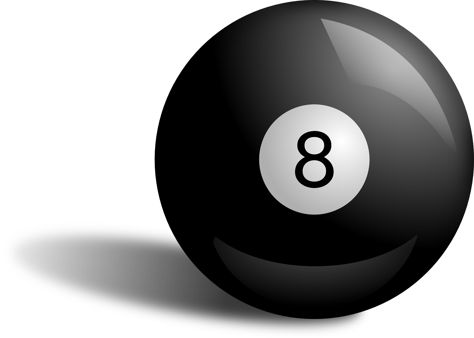Black cue ball with a number eight